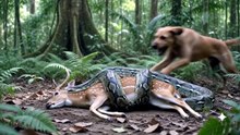 Anaconda and deer.filter dog.