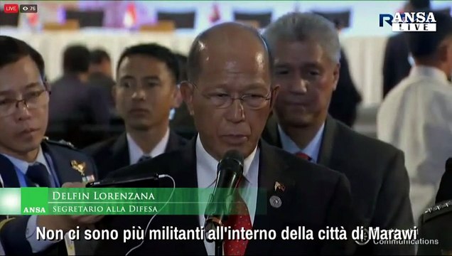 Filippine, non ci sono piu' miliziani a Marawi