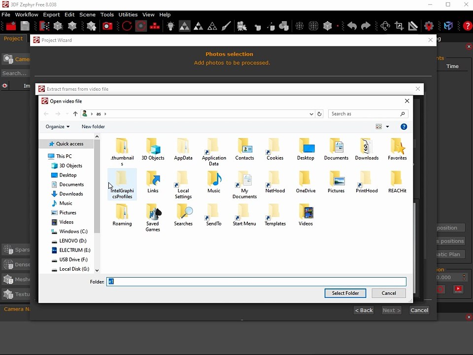 3DF Zephyr Free clip 04 inport 50 photos from video reconstruction failed