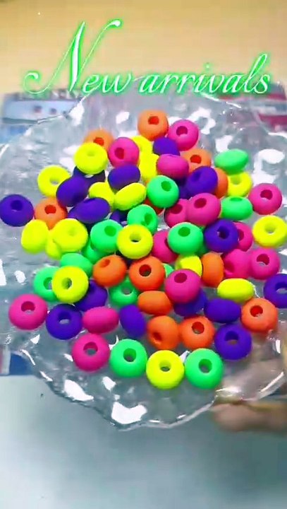 Acrylic Beads Matte Rubber Touch, Neon Colors, Flat Pumpkin Shape