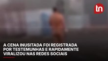 Vídeo: homem é flagrado nu em rotatória movimentada no PR e mobiliza PM e Samu