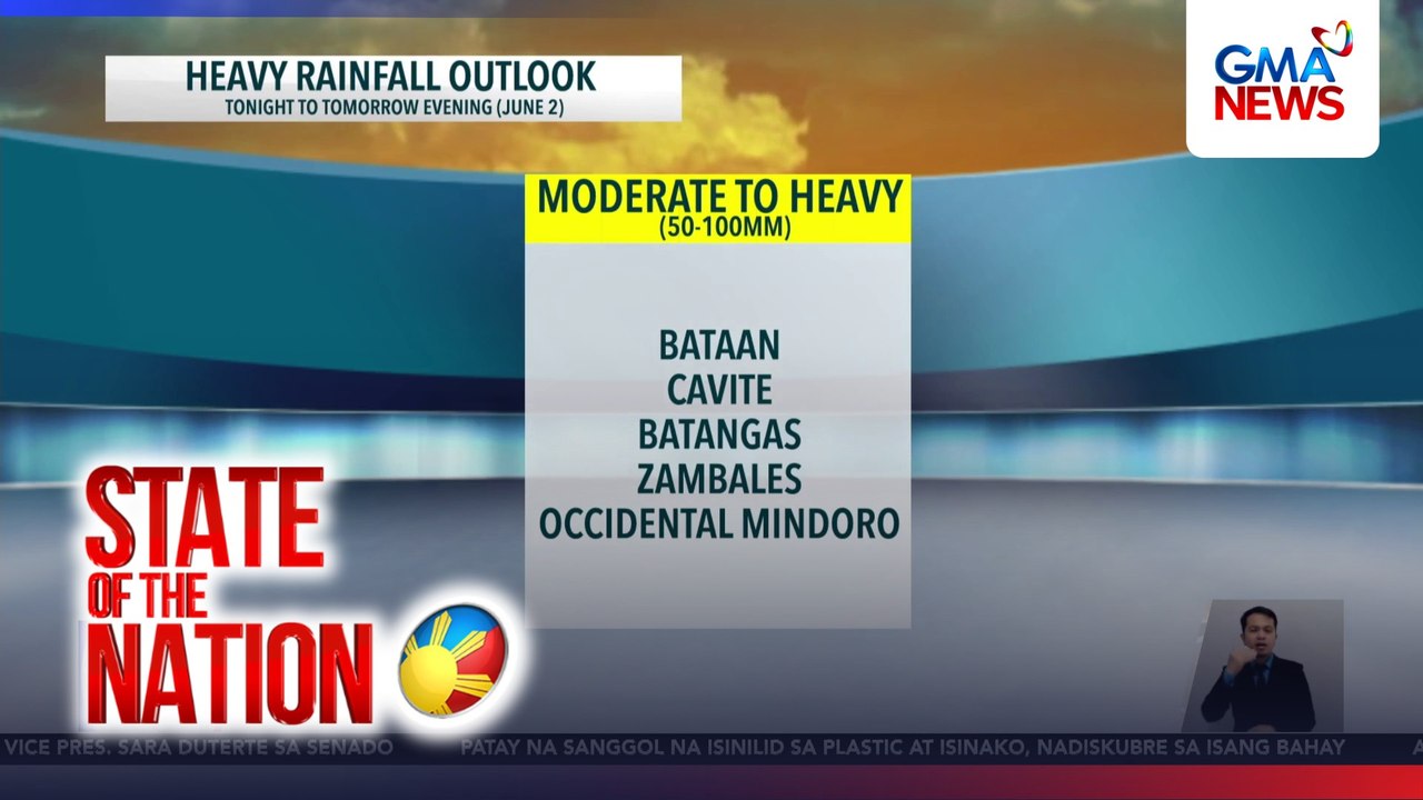 Heavy rainfall advisory | SONA
