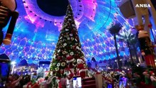 Acceso l'albero di Natale di Expo 2020 Dubai