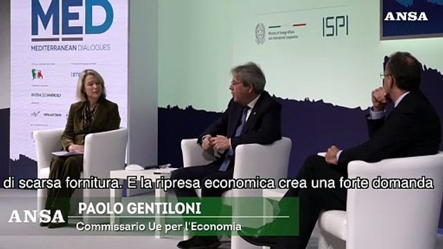 Med 2021, Gentiloni: Su prezzi energia il meno 25% di gas dalla Russia e' un grosso problema