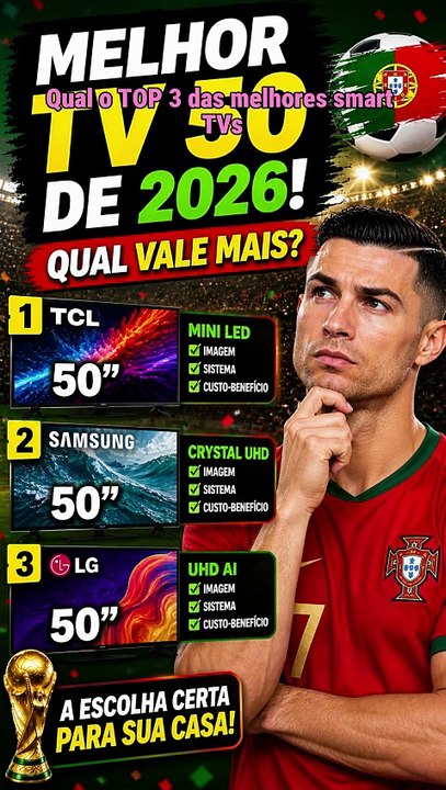 Qual smart TV 50 polegadas comprar em 2026? Sam...