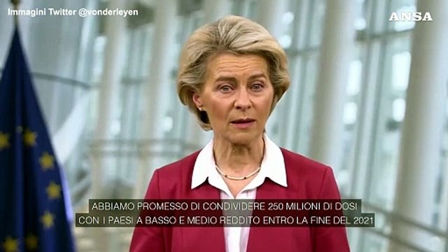 Vaccini, von der Leyen: Condivideremo 700 milioni di dosi entro la meta' del 2022