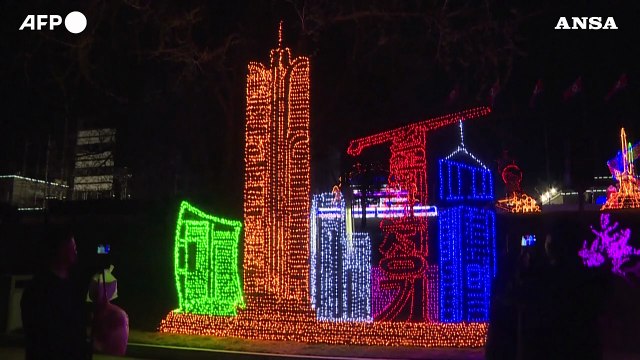 Corea del Nord, giochi di luce per i 110 anni dalla nascita di Kim Il Sung