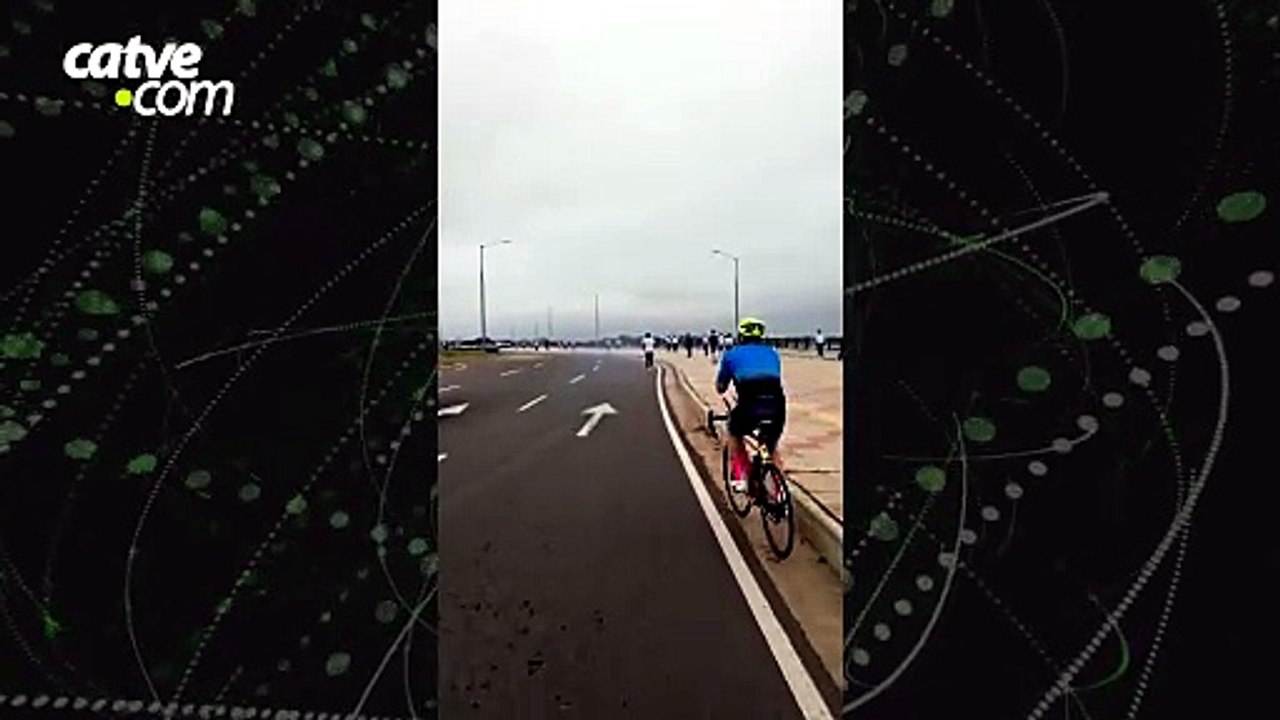 Perseguição em alta velocidade durante corrida é flagrada por drone