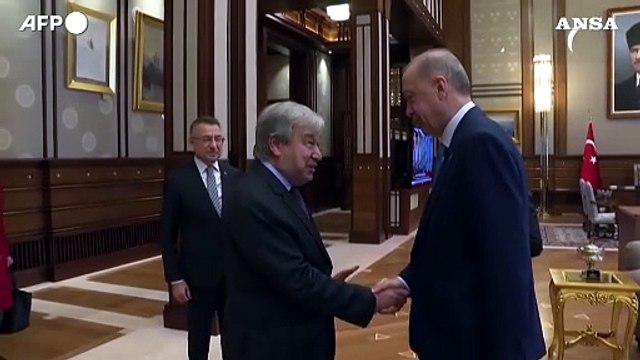 Ankara, il presidente turco Erdogan incontra il segretario dell'Onu Guterres