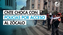 Marcha de la CNTE: Manifestantes chocan con policías que protegen el "Fan Fest" del Zócalo de CDMX