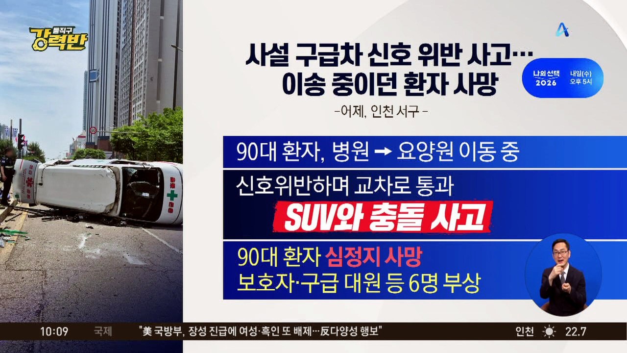 [돌직구 강력반]사설구급차 신호 위반 사고…이송 중이던 환자 사망