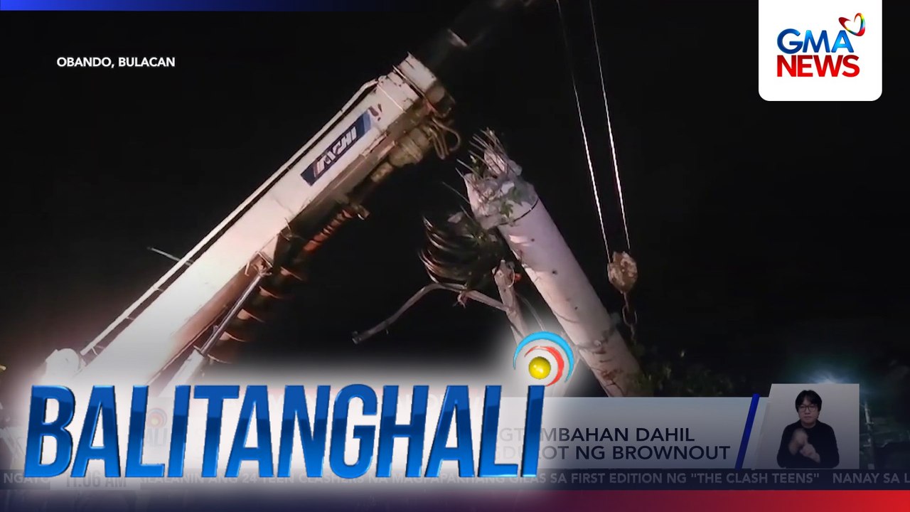 9 na poste ng kuryente, nagtumbahan dahil sa malakas na hangin; nagdulot ng brownout | Balitanghali