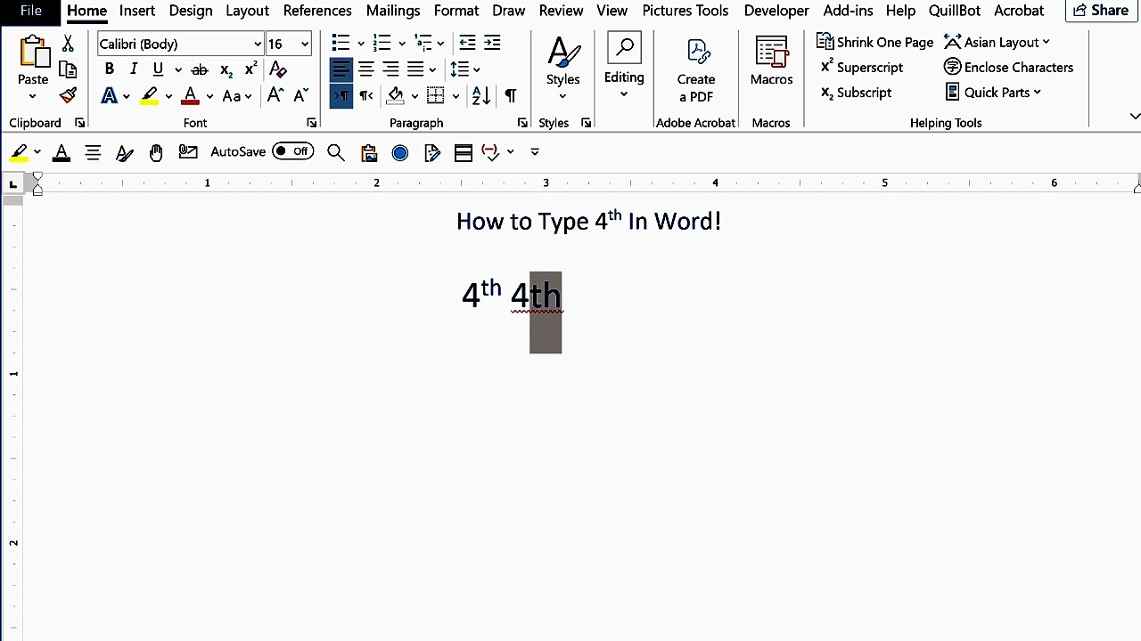 How to Put "th" on Top of Numbers in MS Word