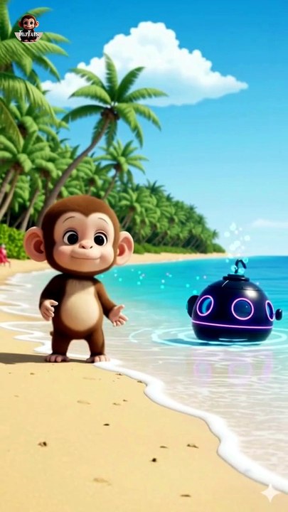 Manny the Monkey on his Neon Submarine Adventure - Tiny Tails by KidsTV247