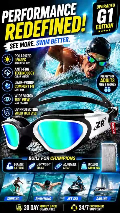 ZIONOR Polarized Swim Goggles 🏊 || Anti-Fog UV Protection Swimming Goggles for Men & Women