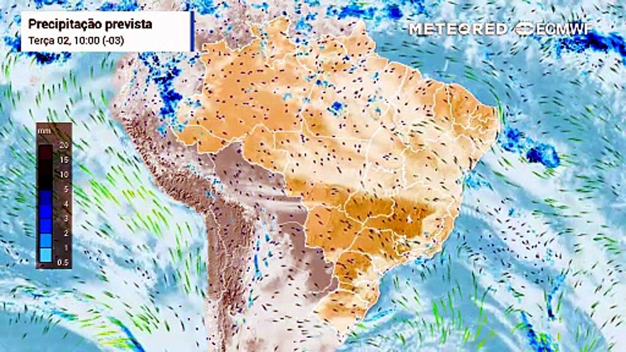 Terça-feira, 2 de junho: precipitação prevista