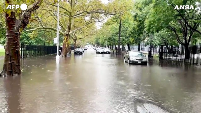 Piogge torrenziali a New York, strade e negozi allagati: auto sommerse e ingorghi
