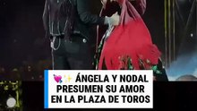 Ángela Aguilar acompañó a Nodal en la Plaza de Toros y conquistaron al público con su amor
