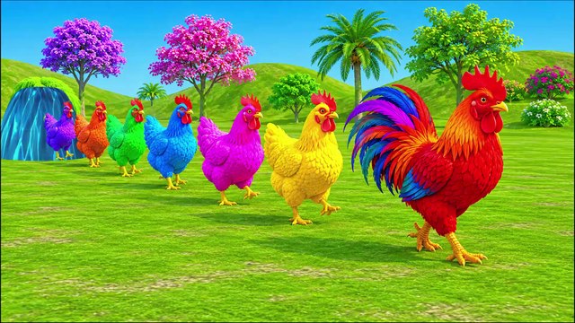 Paint Animals Rooster Chicken Hen Cartoon Farm Birds Fountain Crossing Animal Cartoon thumnail