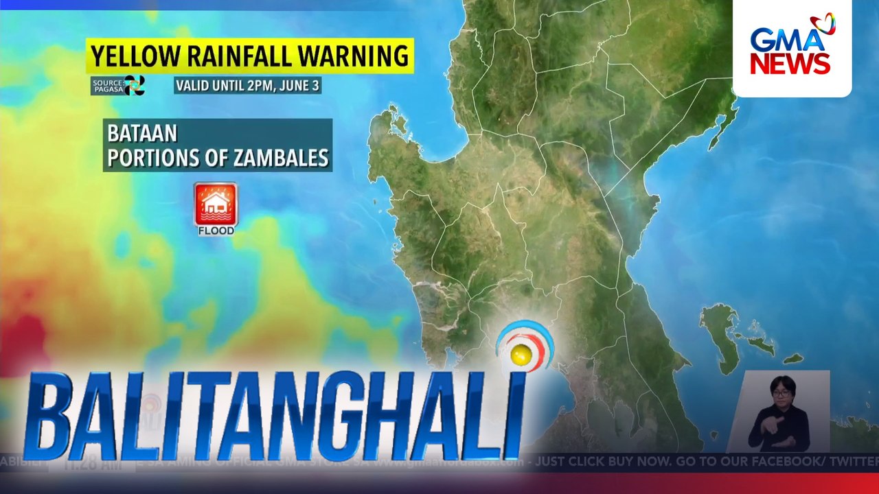 Yellow rainfall warning (valid until 2pm, June 3) | Balitanghali