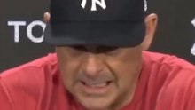 Aaron Boone revealed pregame that Aaron Judge is out of Tuesday's lineup due to a bone bruise in his shoulder.