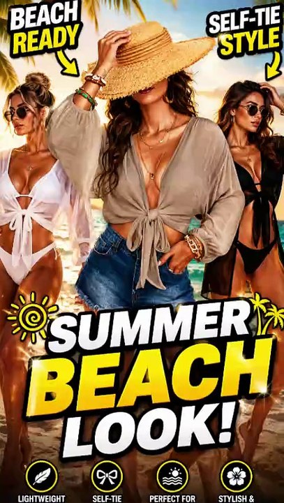 Women's Swimwear Cover Up Top | Stylish Self-Tie Beach Shirt