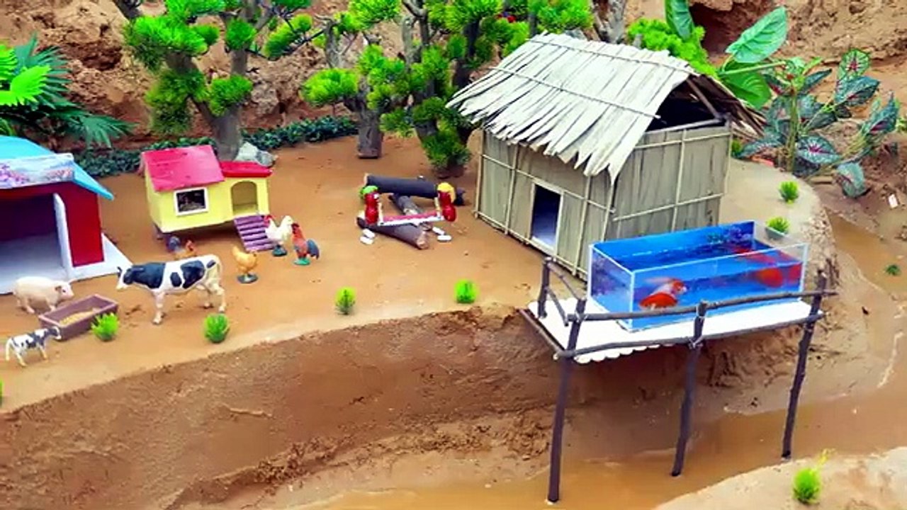 DIY Mini Tractor Builds an Aquarium with a Transparent Water Pipe 🐟 _ Science Project