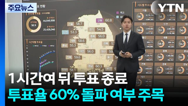 1시간여 뒤 투표 종료...투표율 60% 돌파 여부 주목 / YTN