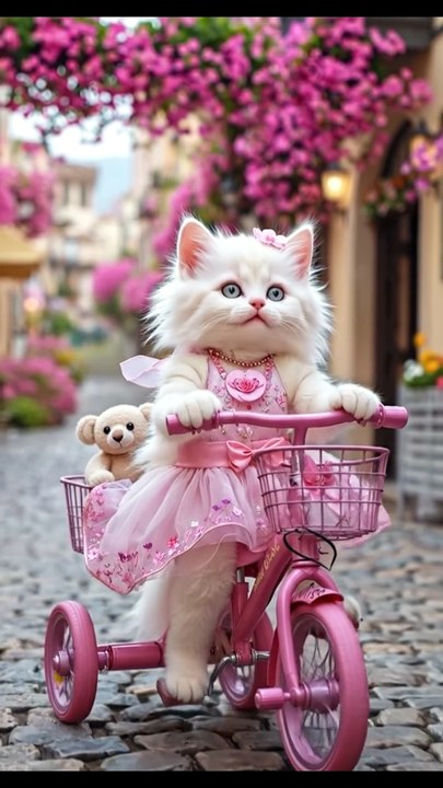 Cute cat cycling happily on a fun little adventure 🐱🚴✨  #CuteCat #CatCycling #FunnyCat #CatLife #PetFun #AdorableMoments #ViralCat