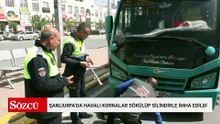 Şanlıurfa’da havalı kornalar sökülüp silindirle imha edildi