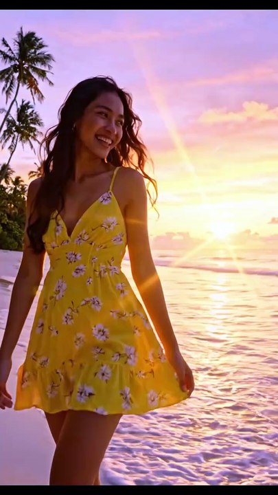 Beautiful girl standing at the beach during a golden sunset 🌅✨🌸  #BeautifulGirl #BeachSunset #GoldenHour #OceanVibes #FashionMood #ElegantStyle #ViralBeauty