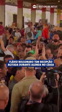 Recepção a Flávio Bolsonaro no Ceasa tem aplausos e protestos
