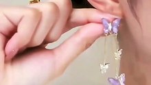 Purple Butterfly Tassel Earrings | Korean Luxury Crystal Jewelry for Women