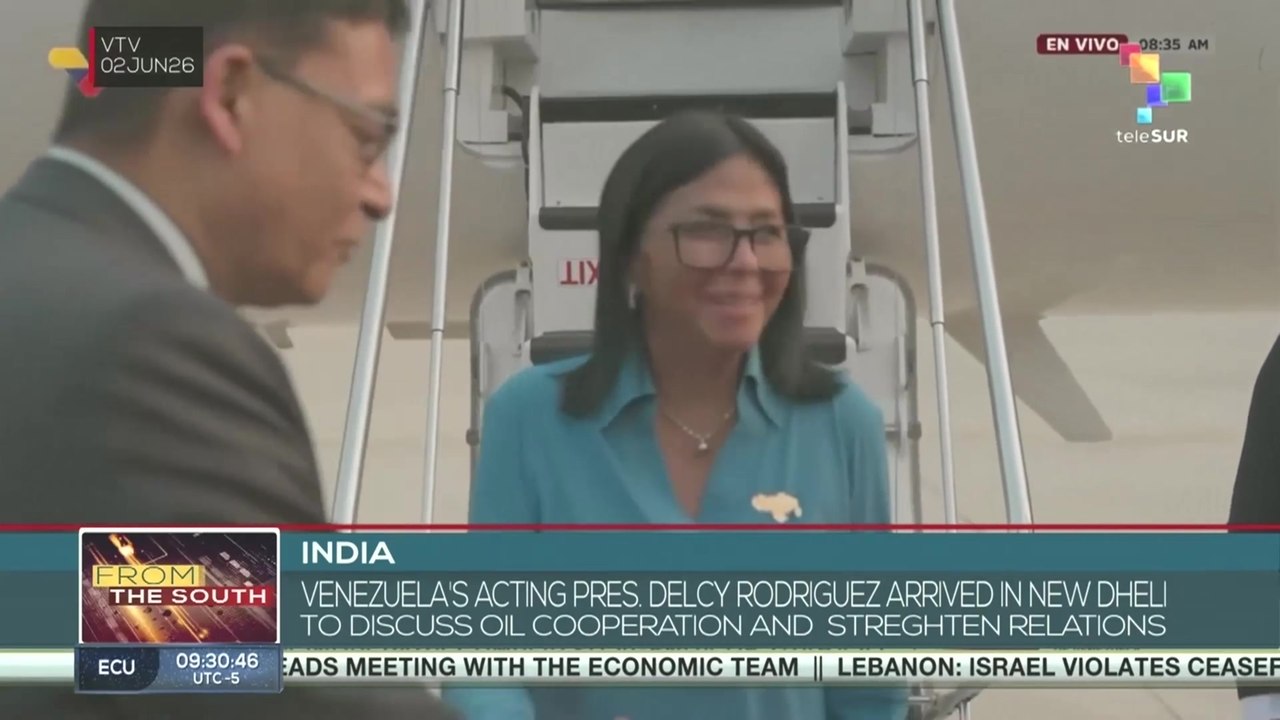 Venezuela's Acting pres. Delcy Rodriguez arrived in New Delhi
