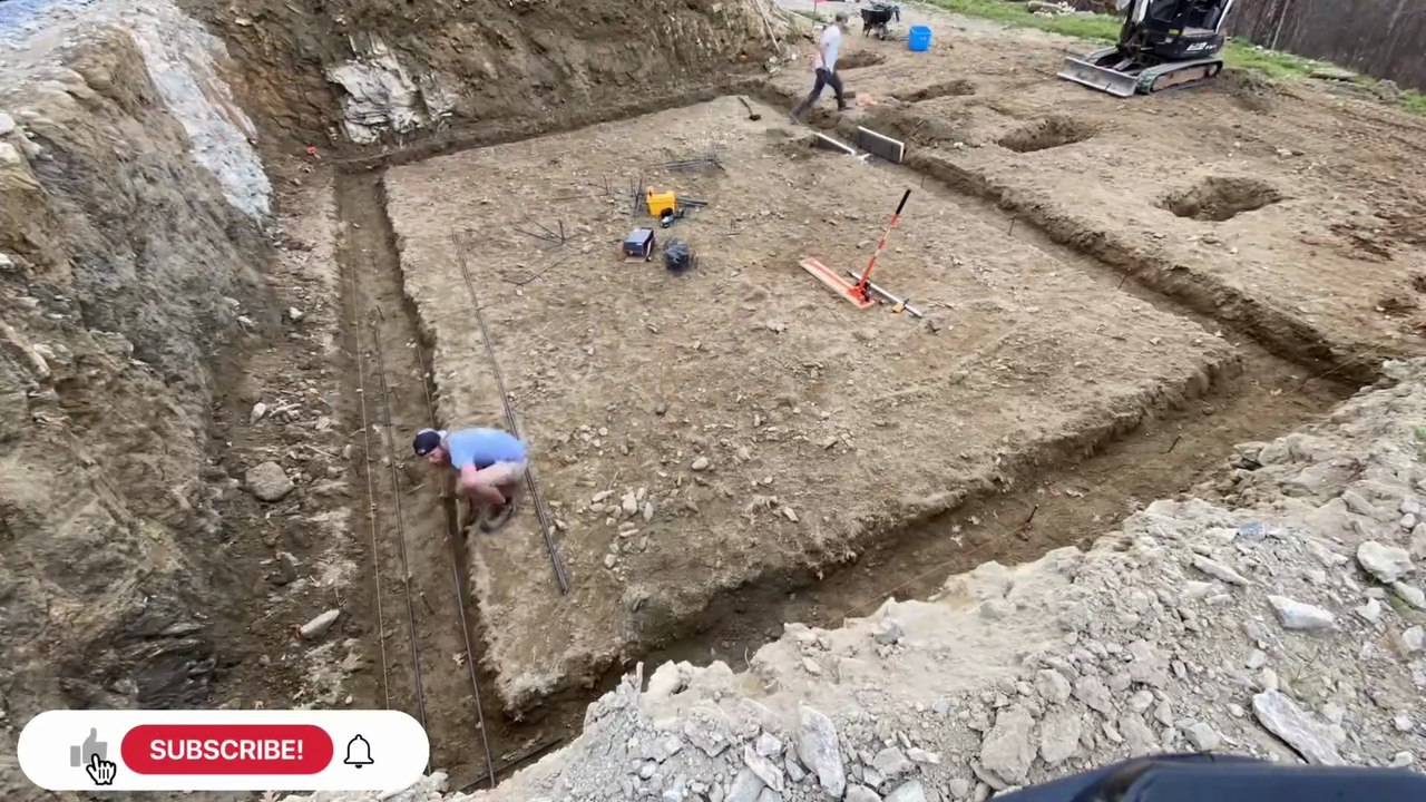 Building The Farmhouse | Day 2: How to set grade pegs for a level footing
