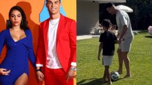 Cristiano Ronaldo gives son Mateo a private lesson on handling defenders