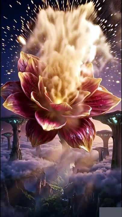 Giant Magical Flower Above the Clouds | Surreal Fantasy Dreamscape AI Art #shorts