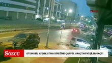 Sultangazi'de otomobil aydınlatma direğine çarptı; sürücü ve yanındaki kişi kaçtı