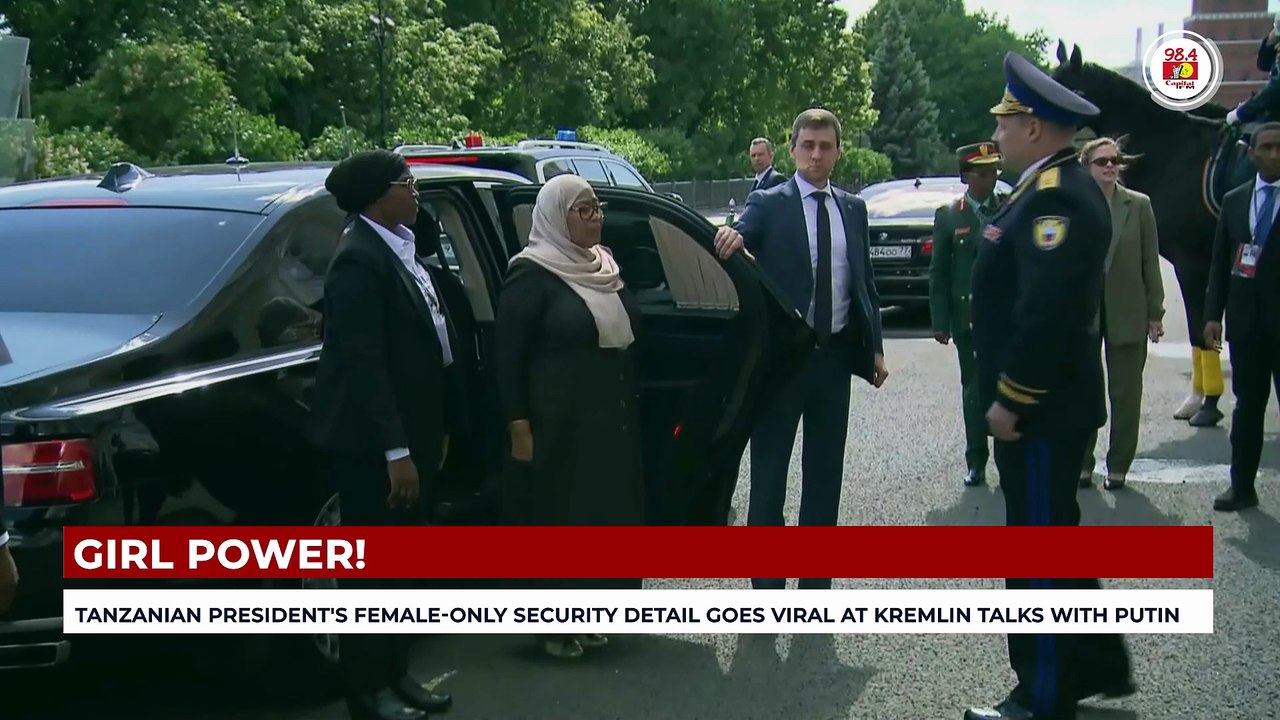 Tanzanian president's female-only security detail goes viral at Kremlin talks with Putin