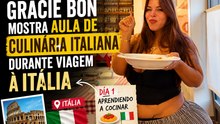 Gracie Bon mostra aula de culinária italiana durante viagem à Itália