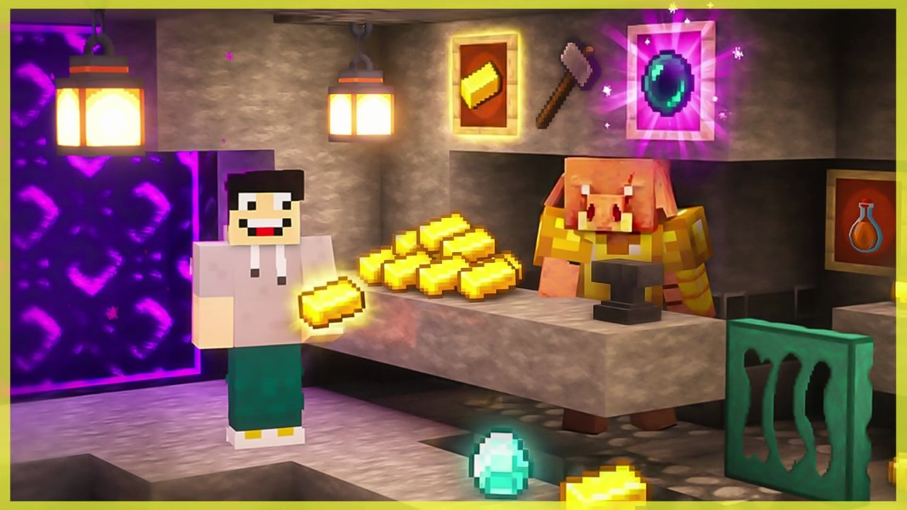 Minecraft Survie Archipel #17 : Grotte pour les forgerons et business de l'or avec les Piglins !