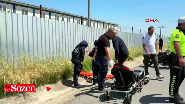 Lastiği patlayıp savrulan motosikletten düşen sürücü yaralandı