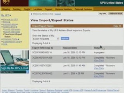 Export ups contacts