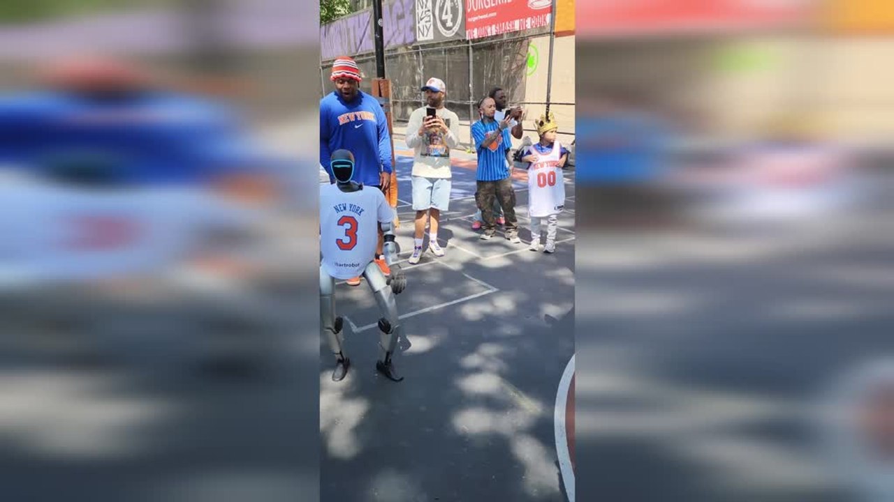 Robot Steals the Show With Dance Moves at Nyc Basketball Court With Nba Legend