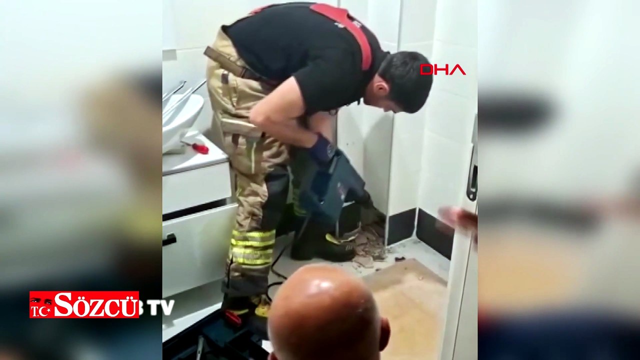 Havalandırma boşluğunda mahsur kalan kediyi itfaiye kurtardı
