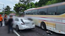 제주서 버스 추돌 충격에 연쇄 사고...5명 다쳐 / YTN