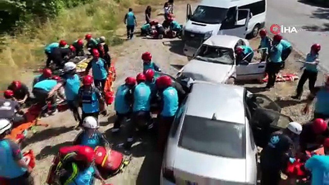 UMKE ekiplerinden kaza tatbikatı