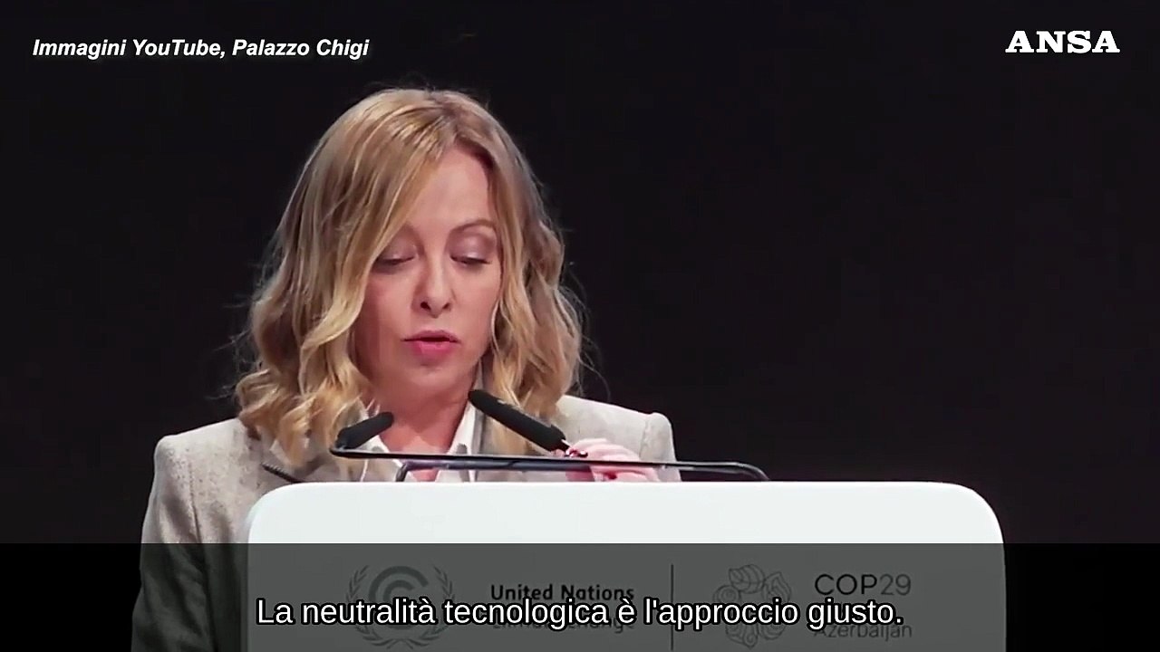 Cop29, Meloni: "Rilanciamo il nucleare, puo' cambiare le carte in tavola"