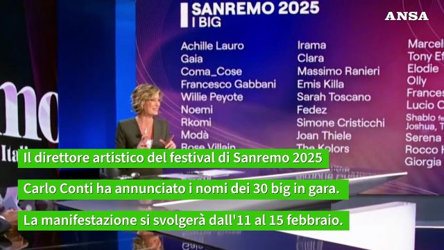 Carlo Conti annuncia i 30 big di Sanremo 2025
