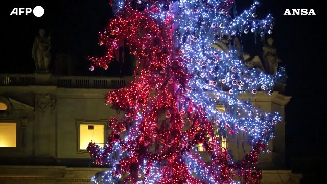 Vaticano, accesi albero di Natale e presepe in Piazza San Pietro